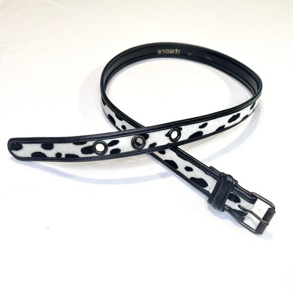 Cow Print Faux Fur Leather Western Belt M/L - Picture 1 of 5